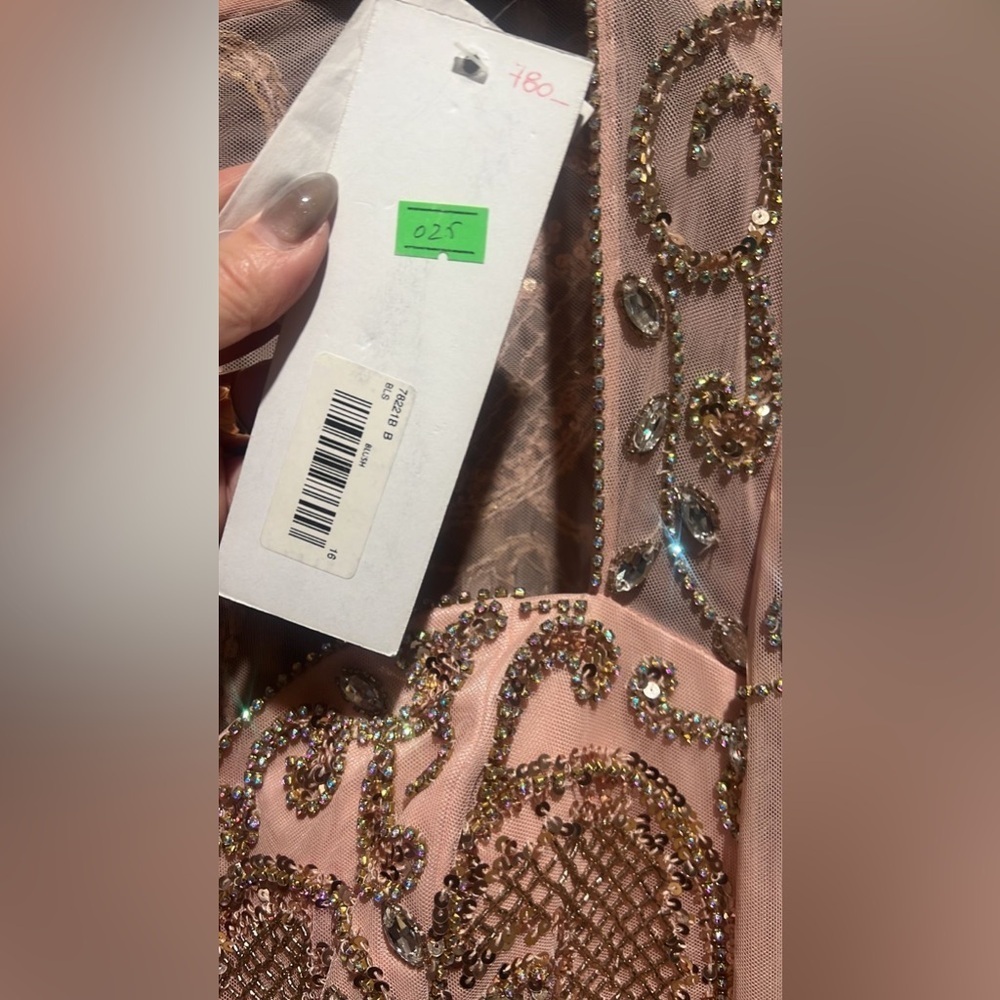 NWT Jovani Light Pink Embellished Long Sleeve Dress size 16 - Picture 7 of 12